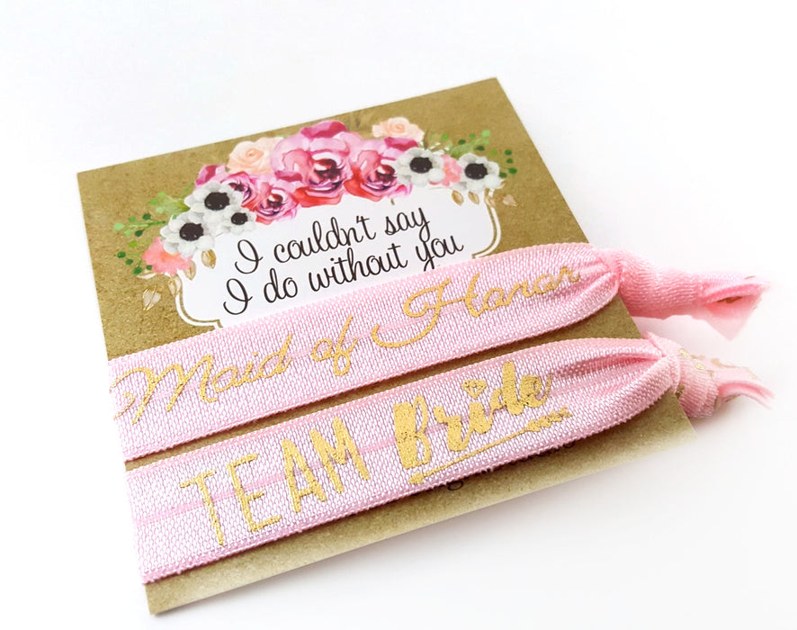 Bridesmaid or Maid of Honor Hair Ties Set - Wedding Party Gift