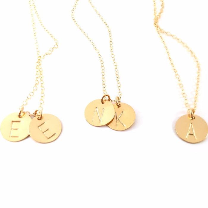 Classic Gold Initial Disc Necklace