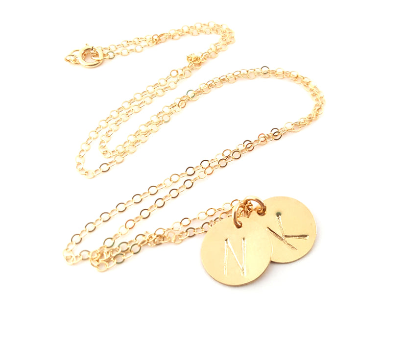 Classic Gold Initial Disc Necklace