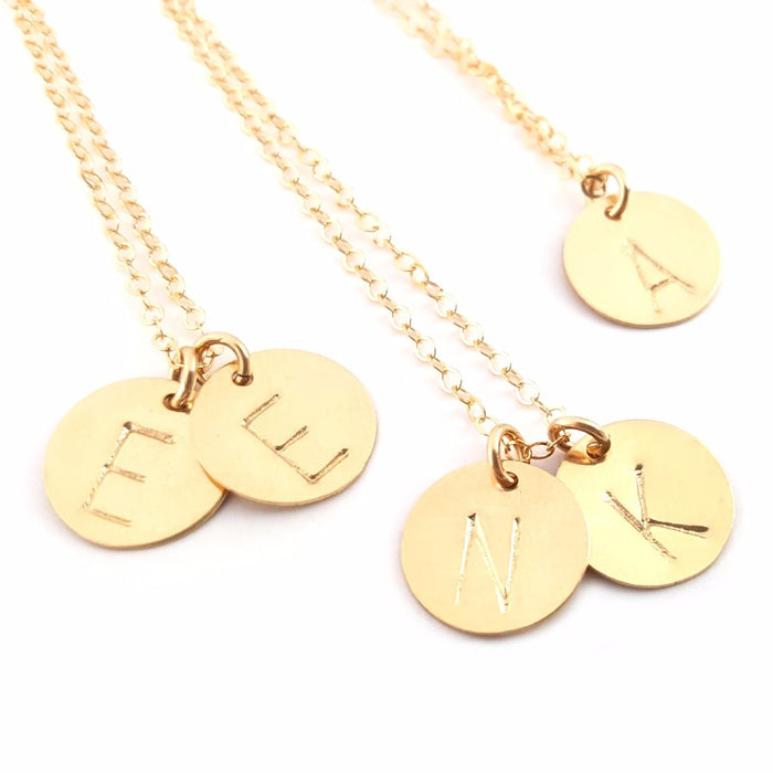 Classic Gold Initial Disc Necklace