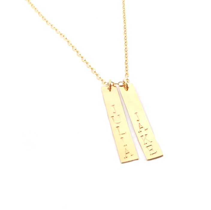 Vertical Gold Bar Name Necklace - 14k Gold Filled Jewelry - Personalized Necklace - Gift For Her