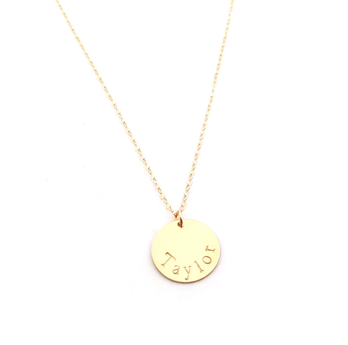 Gold Name Disc Necklace - Personalized Jewelry - Gift For Her