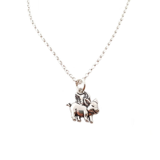 Flying Pig Sterling Silver Necklace