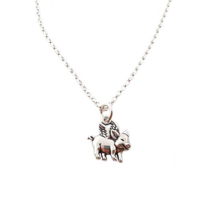 Flying Pig Sterling Silver Necklace