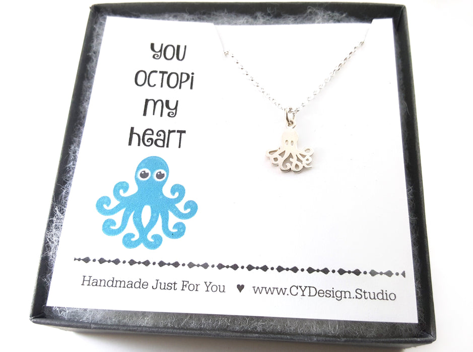 Octopus Charm Sterling Silver Necklace