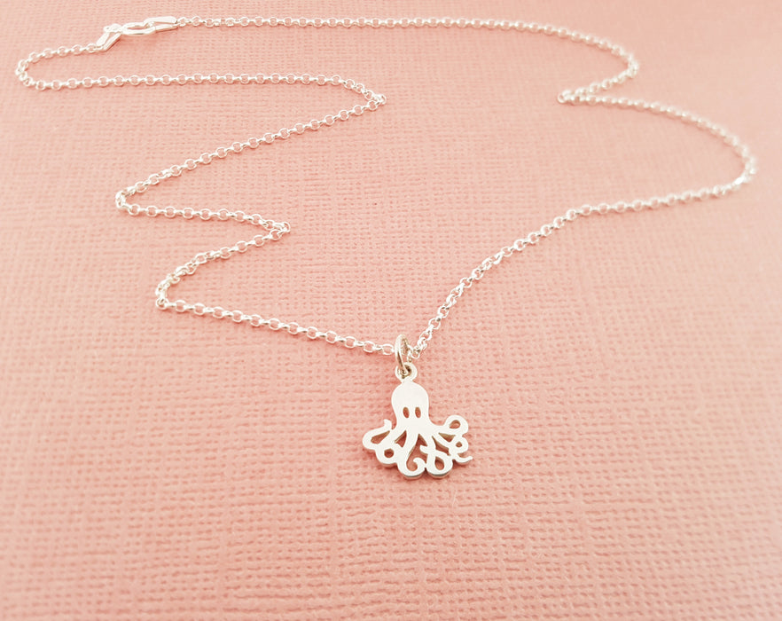 Octopus Charm Sterling Silver Necklace