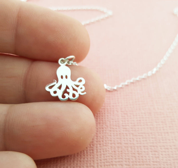 Octopus Charm Sterling Silver Necklace