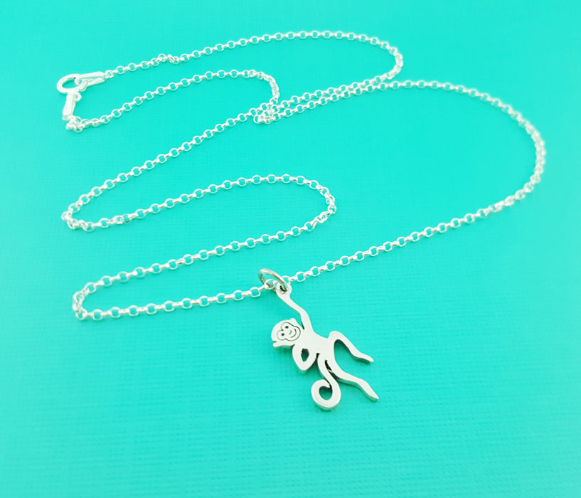 Monkey Charm Sterling Silver Necklace