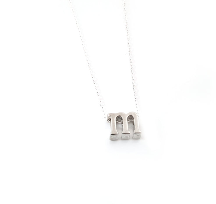 Silver Slide Initial Necklace - Initial Necklace for Her - Alphabet Letter Charm Necklace