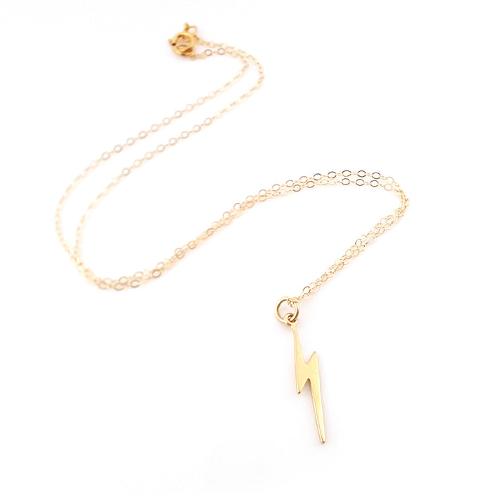 Gold Lightening Bolt Charm 14k Gold Filled Necklace Simple Jewelry - Dainty Gold Necklace - Simple Necklace