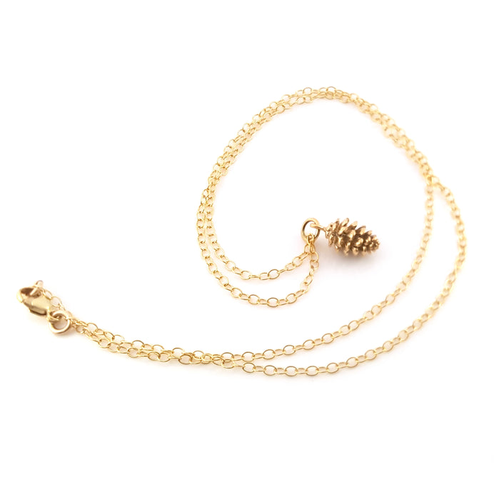 Gold Pinecone Charm 14k Gold Filled Necklace Simple Jewelry - Dainty Gold Necklace - Simple Necklace