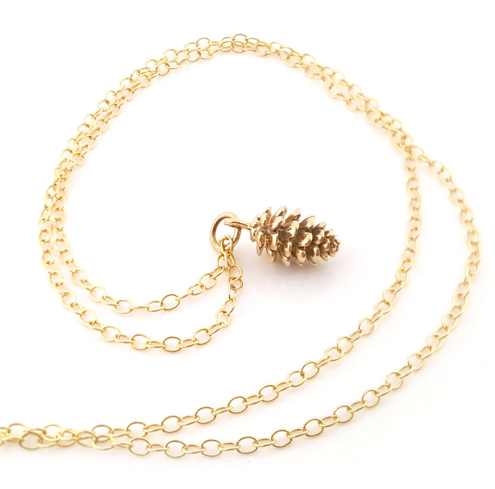 Gold Pinecone Charm 14k Gold Filled Necklace Simple Jewelry - Dainty Gold Necklace - Simple Necklace