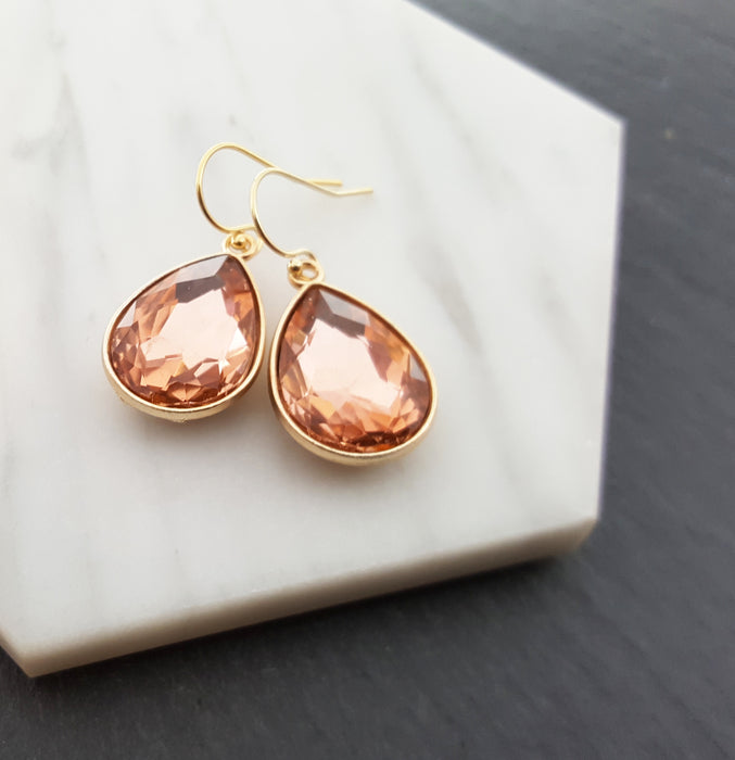 October Birthstone Earrings - Tourmaline Crystal Gold Filled Teardrop Earrings - Gift for Her