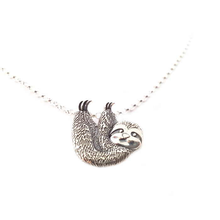 Sloth Charm Necklace - Sterling Silver - Animal Necklace - Gift for Her