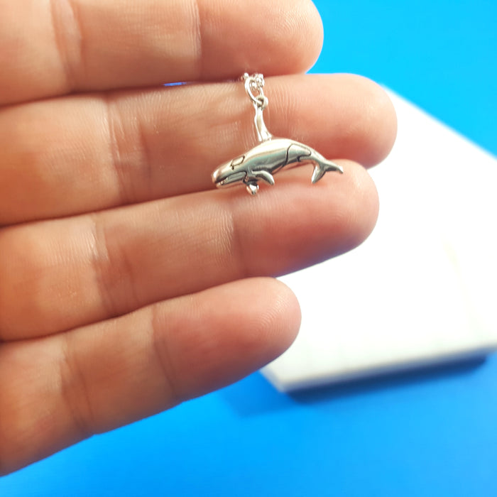 Orca Killer Whale Charm Sterling Silver Necklace