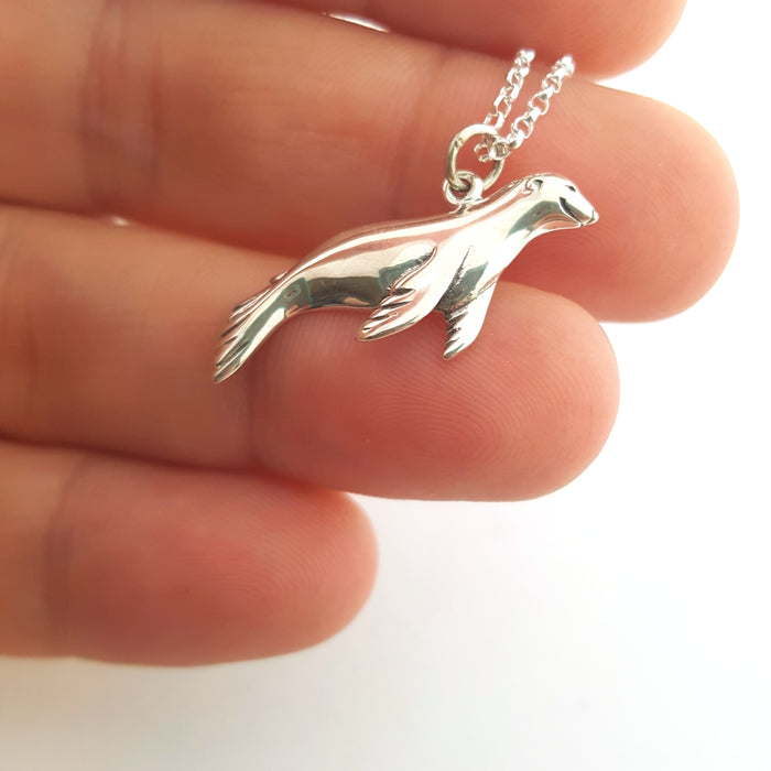 Sea Lion Charm Sterling Silver Necklace