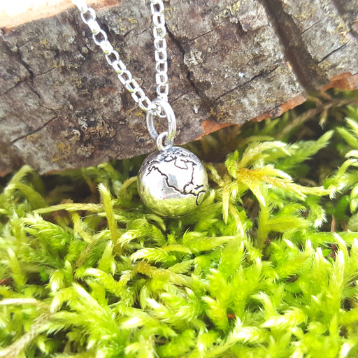 Earth Globe 3D Charm Sterling Silver Necklace