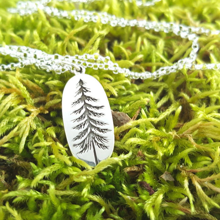 Pine Tree Charm Sterling Silver Necklace