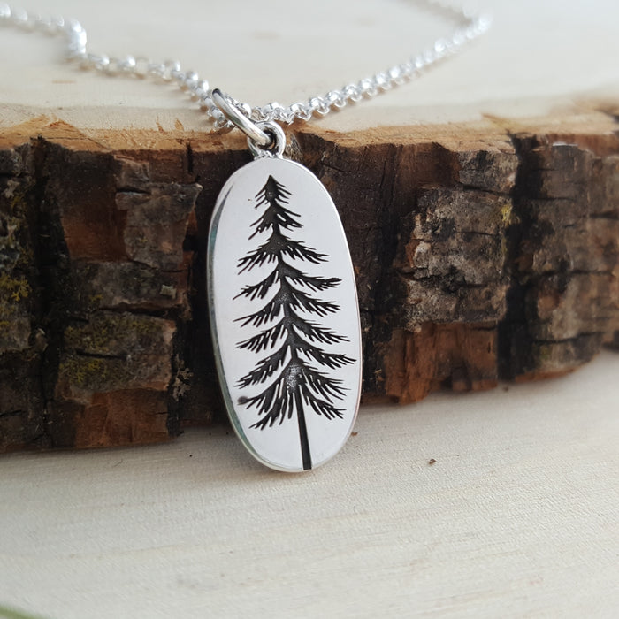 Pine Tree Charm Sterling Silver Necklace