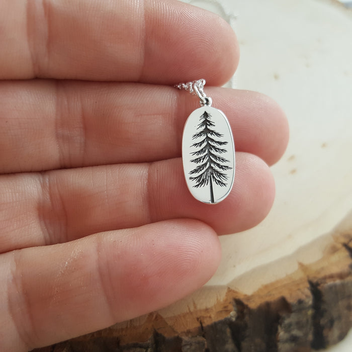 Pine Tree Charm Sterling Silver Necklace