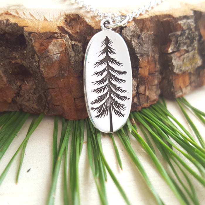 Pine Tree Charm Sterling Silver Necklace