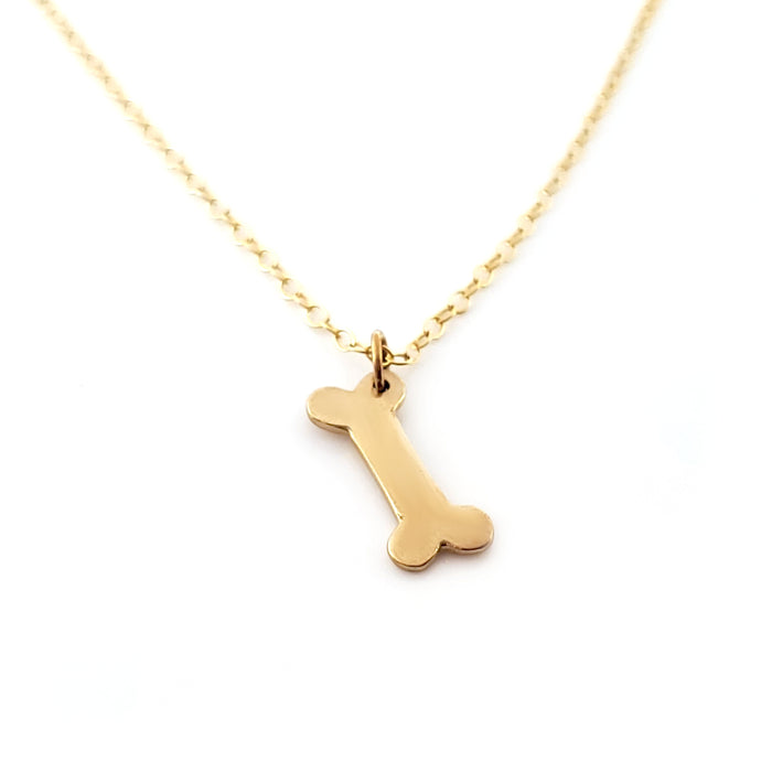 Dog Bone Charm 14k Gold Filled Dainty Necklace - Gift for Her