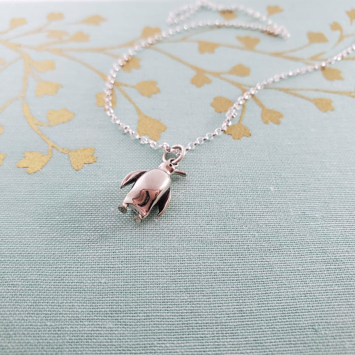 Penguin Charm - Sterling Silver Necklace - Gift for Her