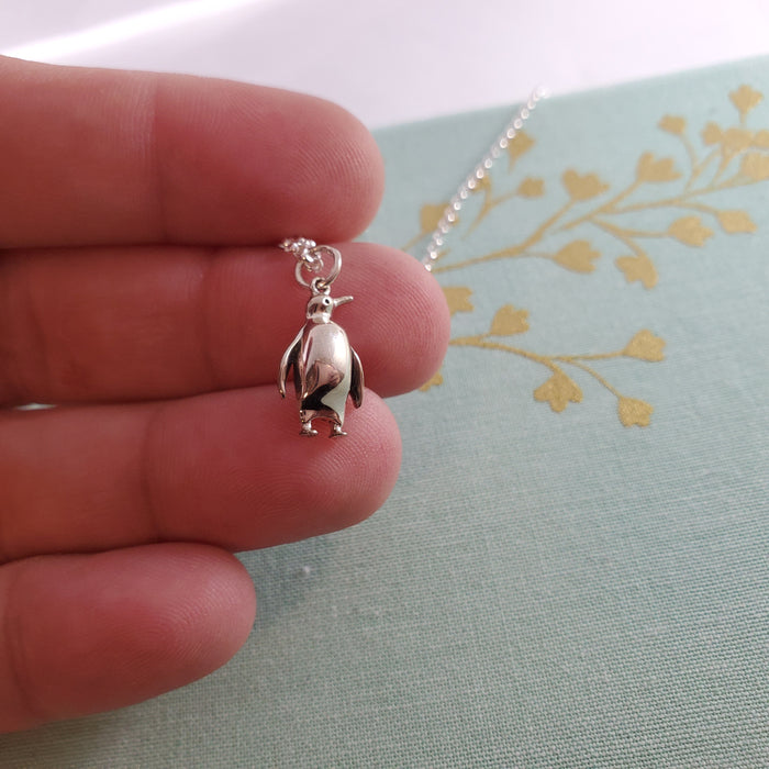 Penguin Charm - Sterling Silver Necklace - Gift for Her