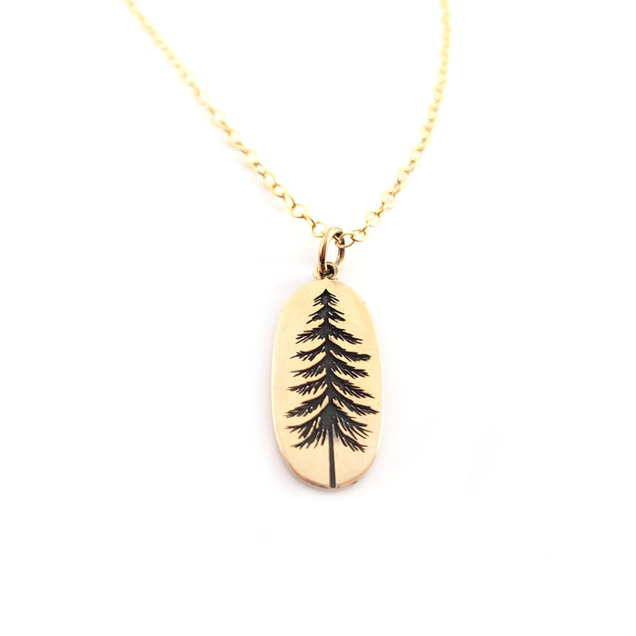 Pine Tree Charm Necklace - Dainty 14k Gold Filled Jewelry