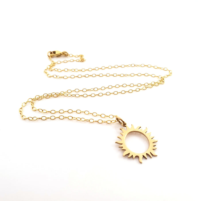 Sun Eclipse Charm Necklace - Dainty 14k Gold Filled Jewelry