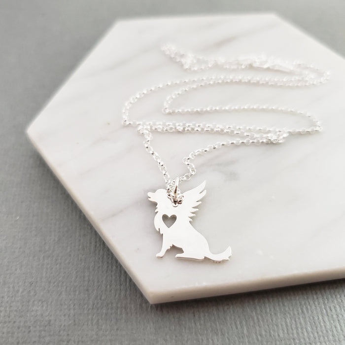 Dog Angel Wing Charm - Sympathy Pet Loss Charm - Sterling Silver Necklace