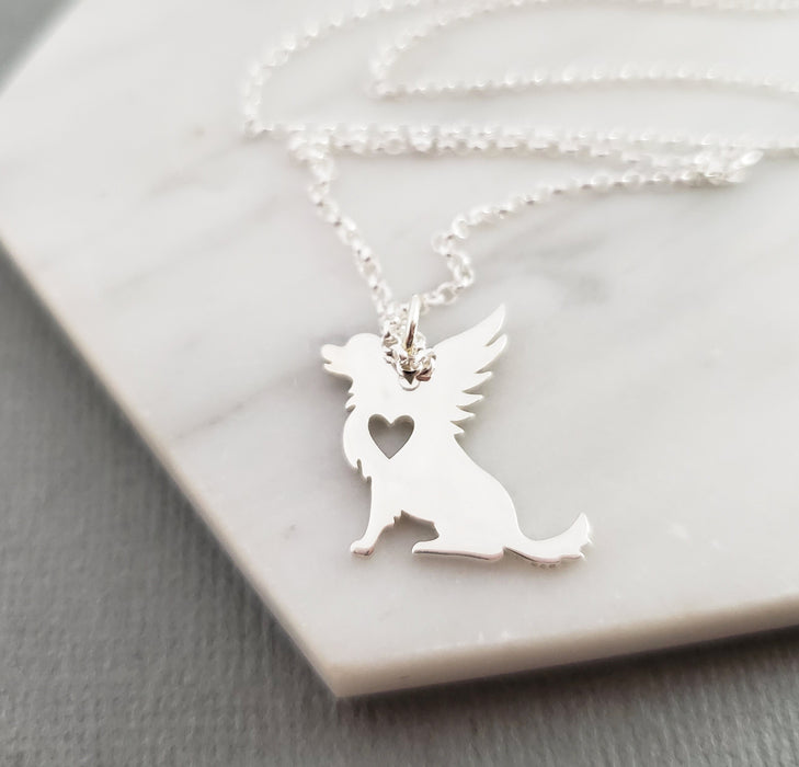 Dog Angel Wing Charm - Sympathy Pet Loss Charm - Sterling Silver Necklace