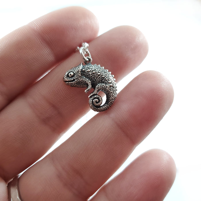 Chameleon Charm - Sterling Silver Necklace