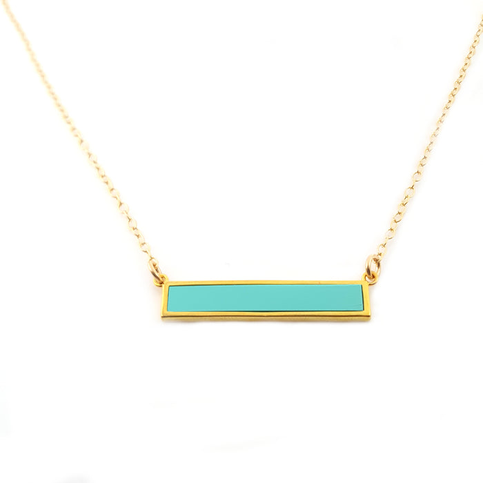 Turquoise Bar Necklace - Dainty 14k Gold Filled Jewelry