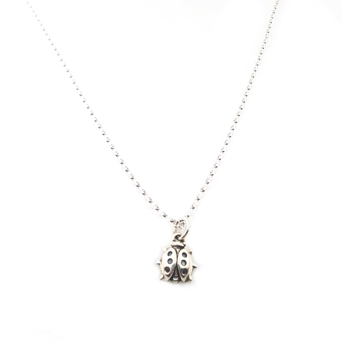 Lady Bug Charm - Sterling Silver Necklace