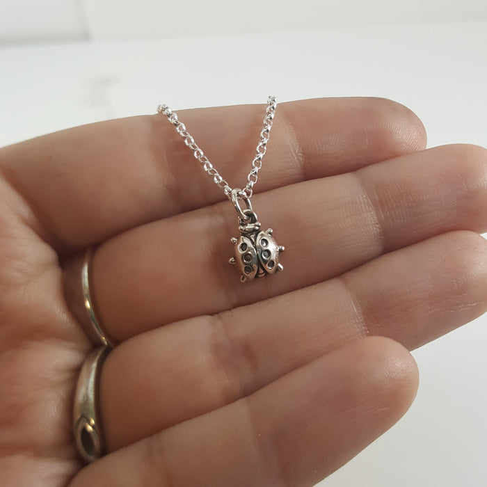 Lady Bug Charm - Sterling Silver Necklace