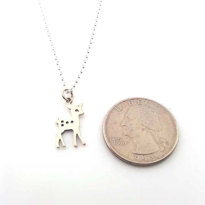 Fawn Charm Necklace- Sterling Silver Jewelry