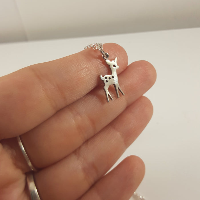 Fawn Charm Necklace- Sterling Silver Jewelry