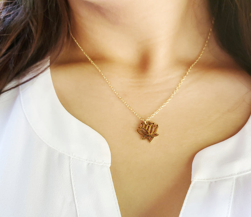 Lotus Flower Charm- Dainty 14k Gold Filled Jewelry