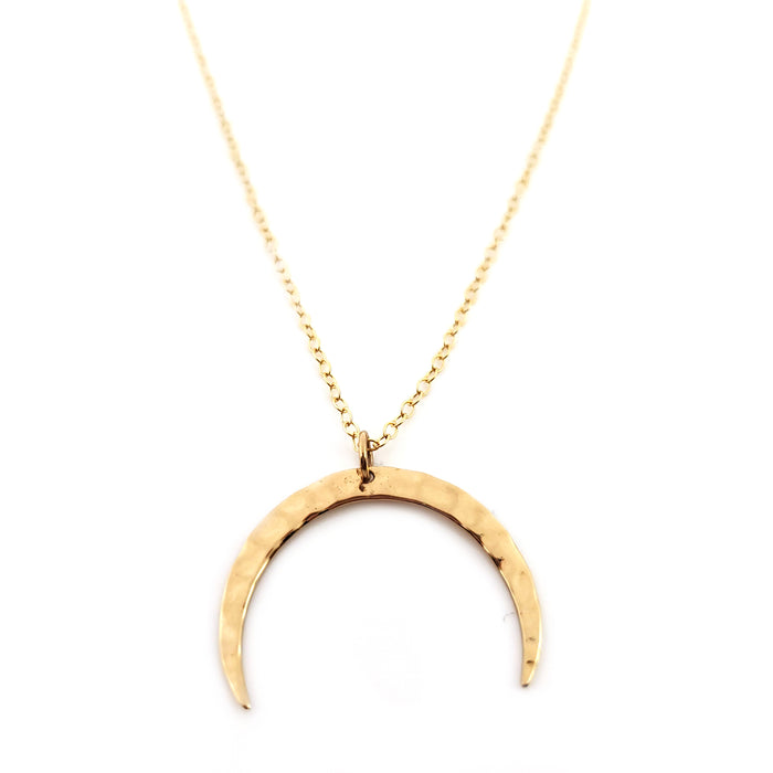 Hammered Crescent Moon Necklace - Dainty 14k Gold Filled Jewelry