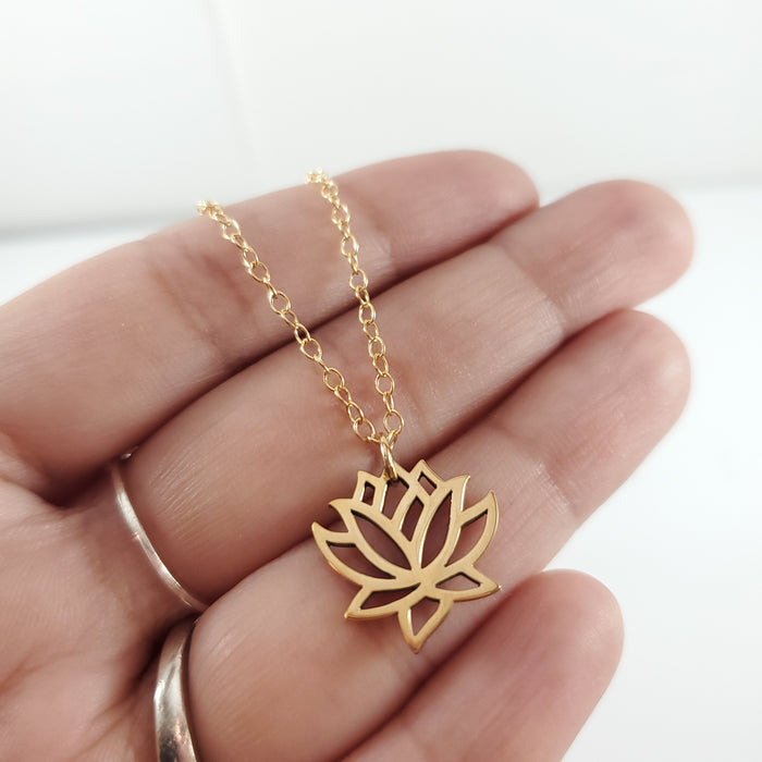 Lotus Flower Charm- Dainty 14k Gold Filled Jewelry