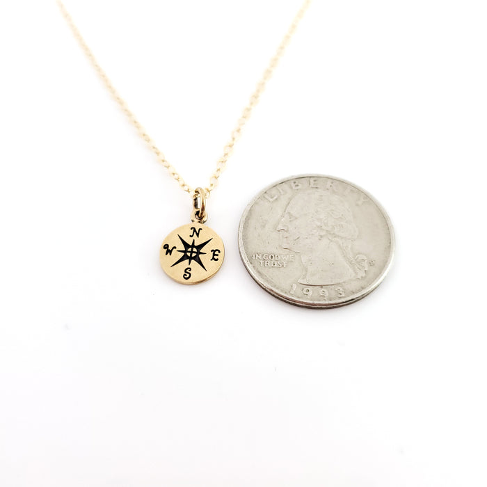 Compass Charm- Dainty 14k Gold Filled Jewelry