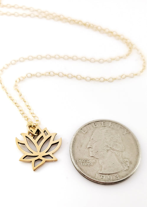 Lotus Flower Charm- Dainty 14k Gold Filled Jewelry