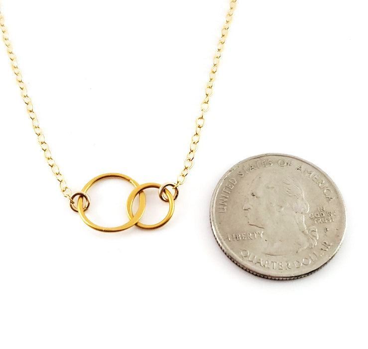 Two Circles of Life Charm - 14k Gold Filled Necklace