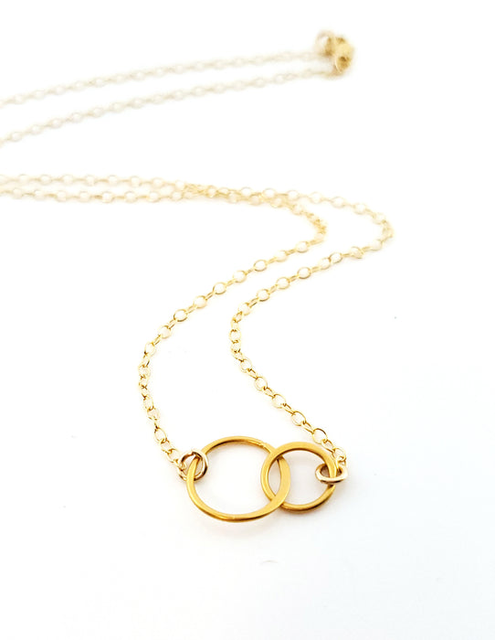 Two Circles of Life Charm - 14k Gold Filled Necklace