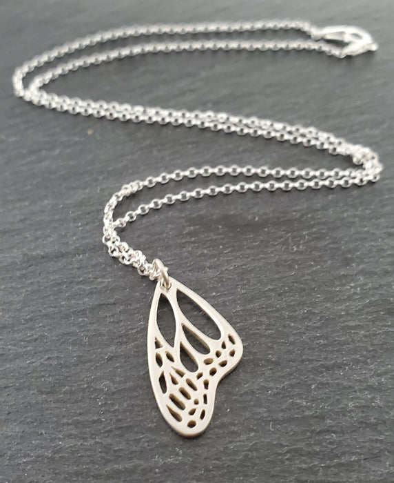 Butterfly Wing Charm Sterling Silver Necklace Simple Jewelry - Gift for Her