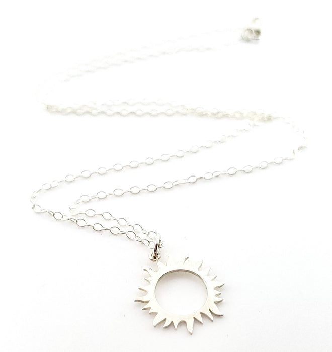 Sun Eclipse Charm Necklace - Sterling Silver Jewelry