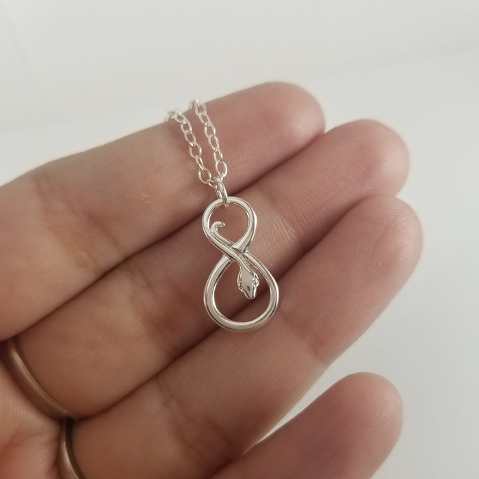 Infinity Snake Necklace - Sterling Silver Jewelry