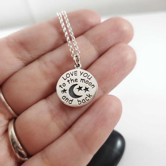 Love You to the Moon and Back Necklace - 925 Sterling Silver Jewelry