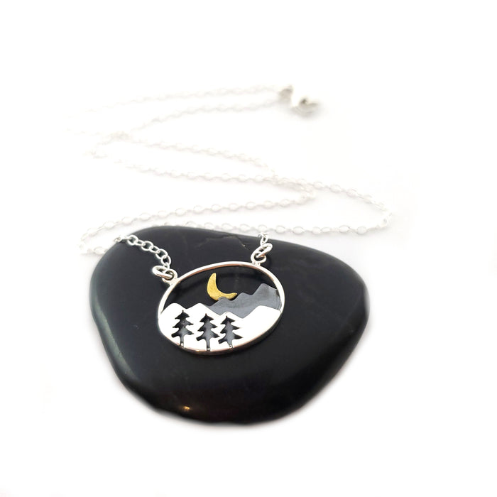 Mountain Scenery Necklace - Sterling Silver Jewelry